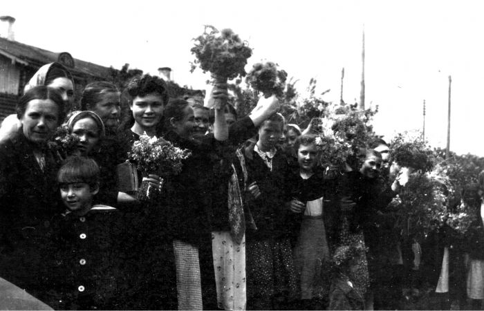 Встреча победителей на станции г. Уфа, 1945 г.
